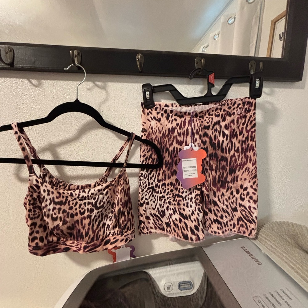 Leopard Print Crop Top and Skirt Set